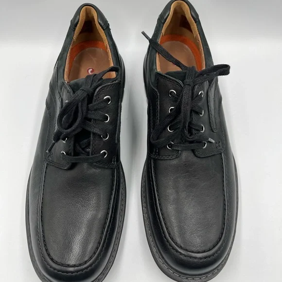 Men’s Clark’s Unstructured Black Leather Oxfords Size 11 - Picture 2 of 16